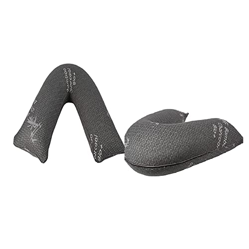 V-Shaped Pillow Charcoal Bamboo Case Memory Foam