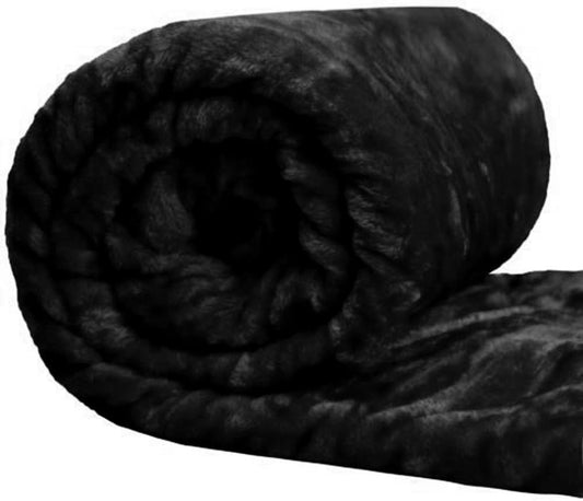 Black (125cm x 150cm) Faux Fur Mink Throw Blanket