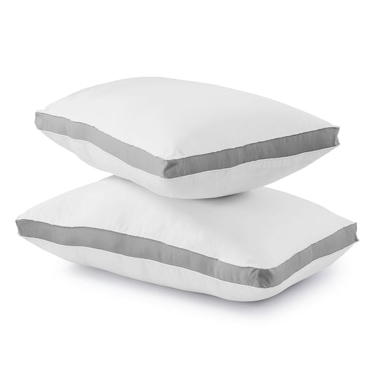 2 Pack Bed Pillow for Back Hotel Quality Pillows (Grey)