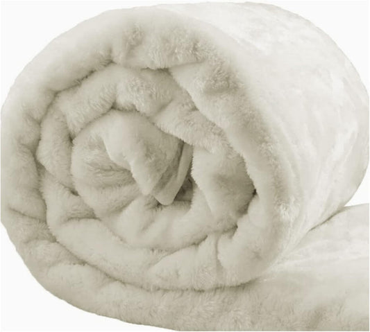 Cream (125cm x 150cm) Faux Fur Mink Throw Blanket