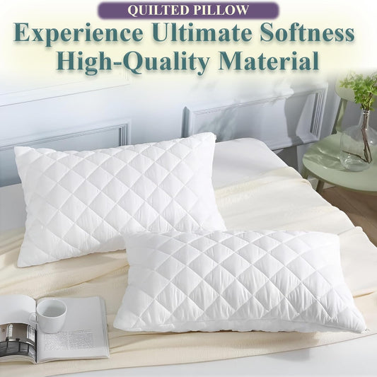 Hotel Quality Pillows with Quilted Cover Down Alternative Filling