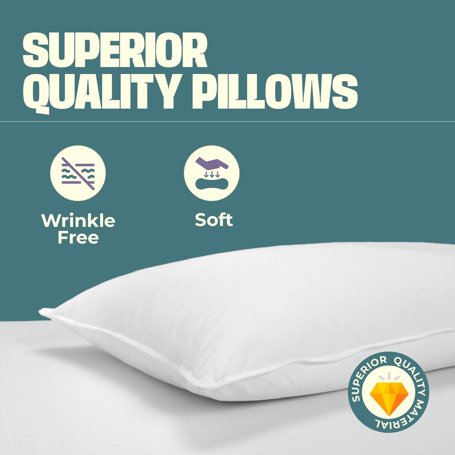 Duck Feather Pillow Pair Designed for Back and Side Sleepers - Cotton ...